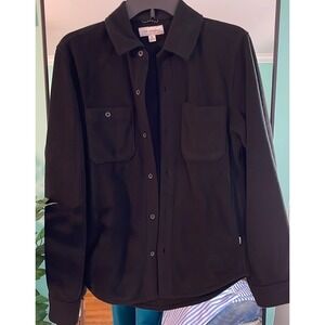 Free Assembly Mens Fleece Shirt Jacket Black‎ Recycled Polyester MKT0053 XS